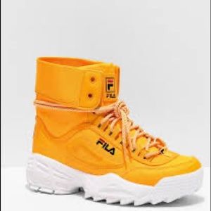Yellow Fila boots